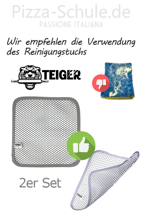 Pizza-Schule Wir empfehlen die Verwendung des Reinigungstuchs Teiger