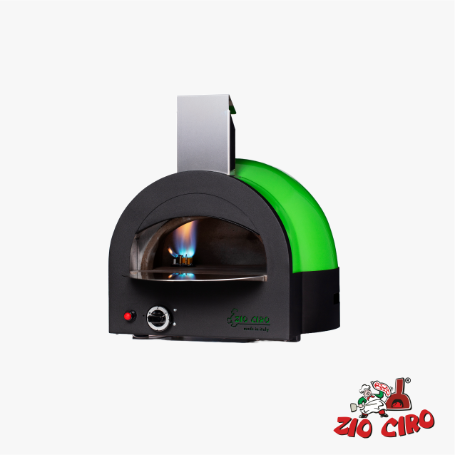 Zio Ciro Subito Cotto 45 Grün Gas-Pizzaofen aus Schamotte mit Kuppel