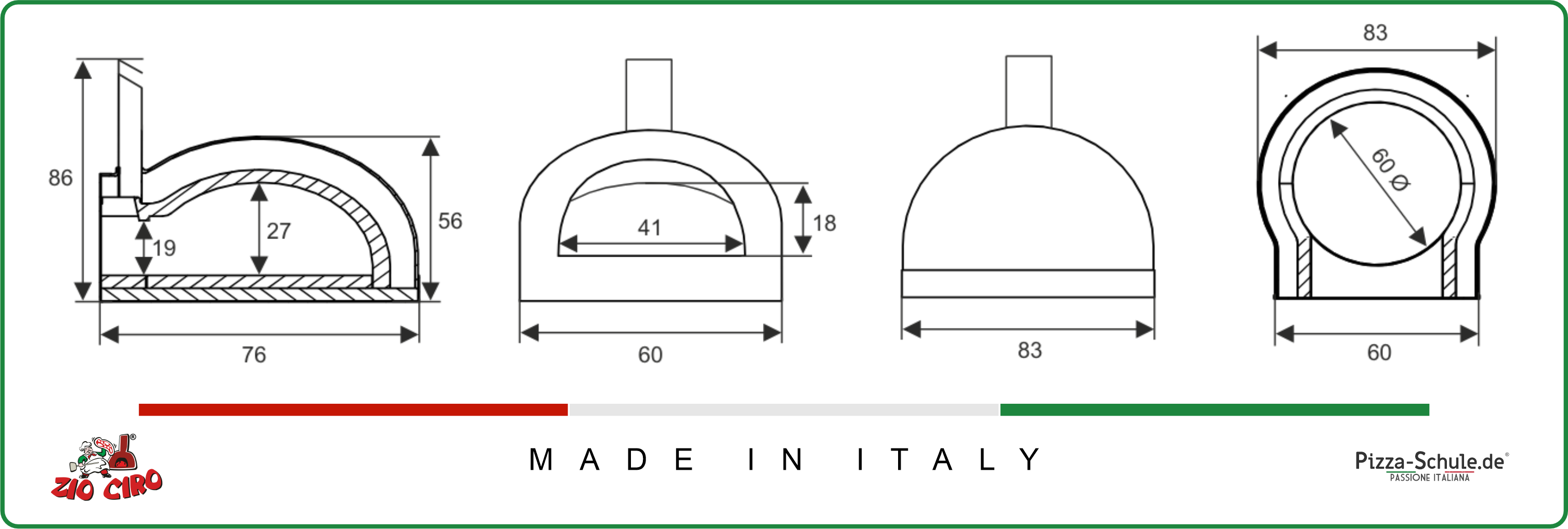 Eigenschaften Zio Ciro Subito Cotto 60 Gas-Holz Pizzaofen Eigenschaften Zio Ciro Subito Cotto 60 Gas-Holz Pizzaofen