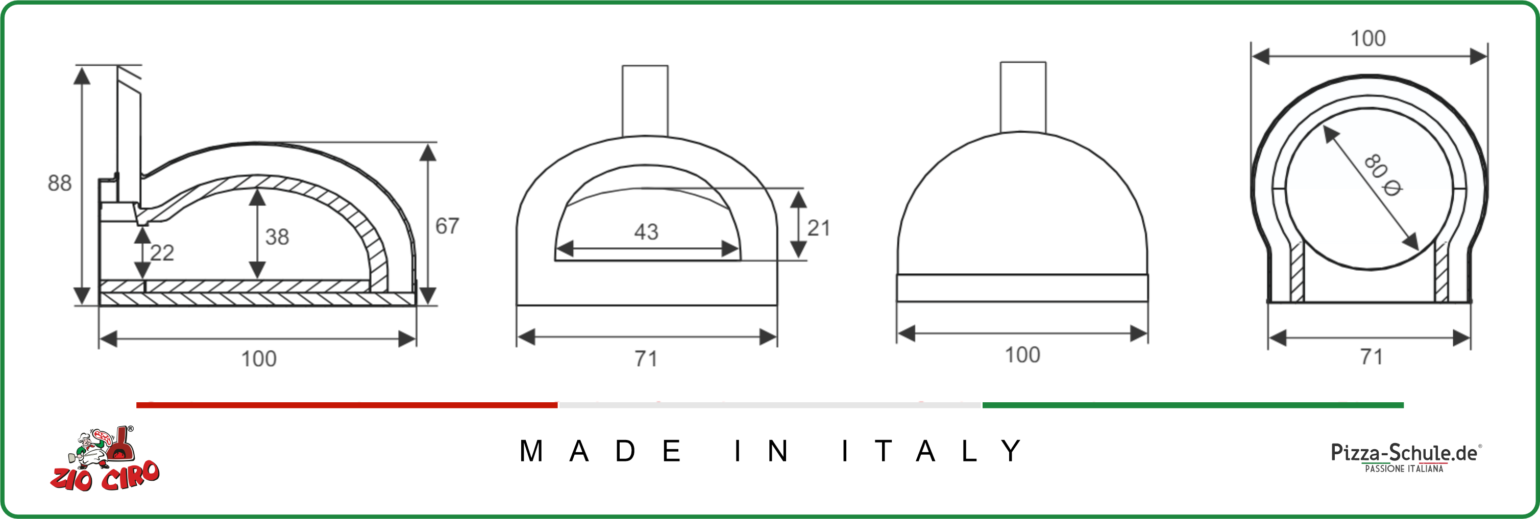 Eigenschaften Zio Ciro Subito Cotto 80 Gas-Holz Pizzaofen Eigenschaften Zio Ciro Subito Cotto 80 Gas-Holz Pizzaofen