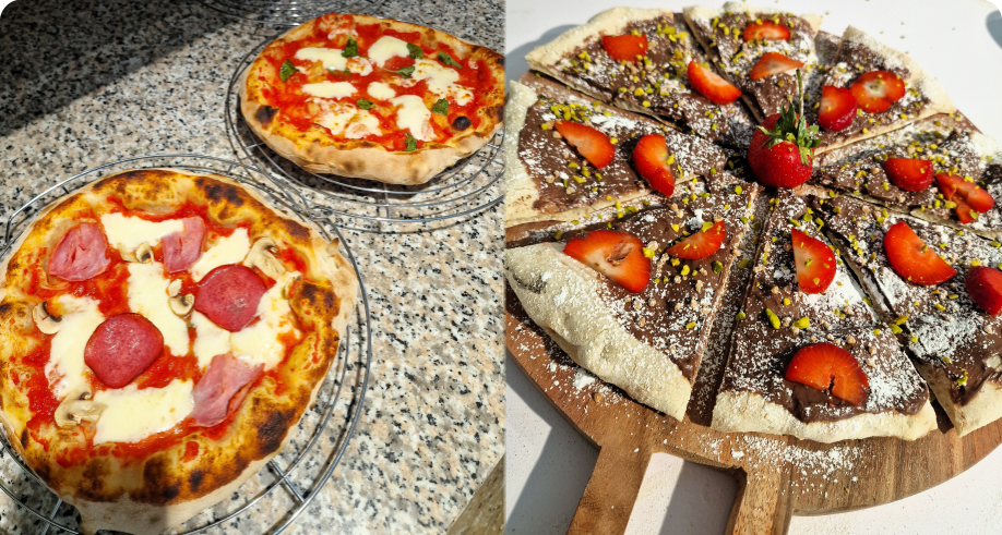 Praktische Übungen im Pizzakurs Teilnehmer bei der Pizzazubereitung