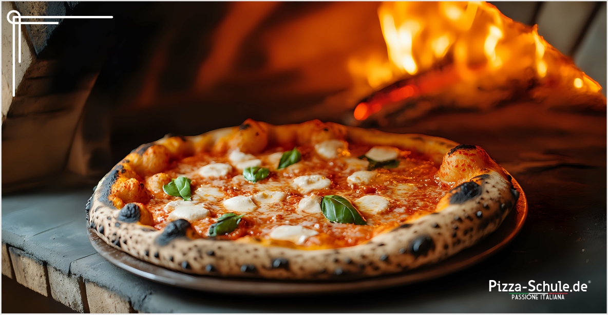 Neapolitanische Pizza im Holzofen gebacken Neapolitanische Pizza im Holzofen gebacken