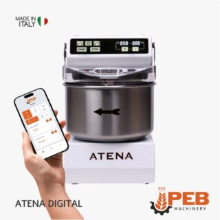 PEB Machinery Atena Digital Spiralknetmaschine für Pizza und Brot 6 kg Teig weiß
