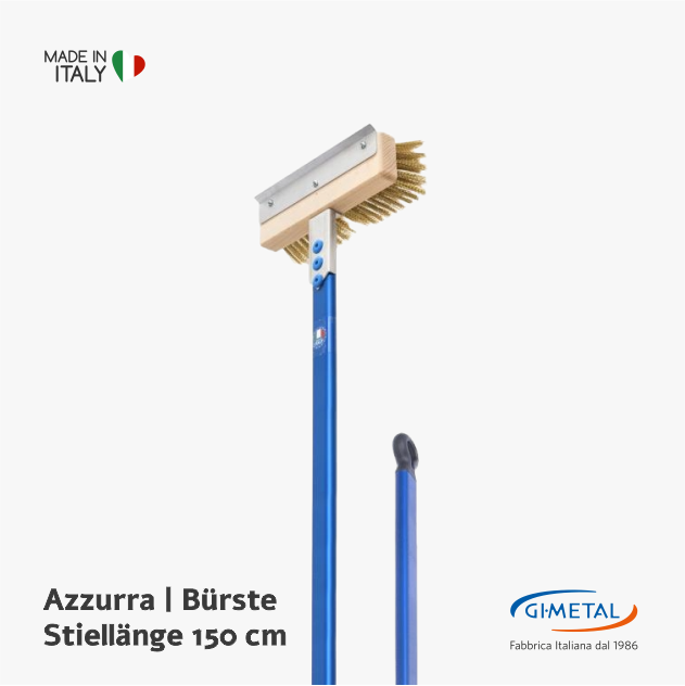 Gi.Metal Azzurra Pizzaofen Bürste Messingborsten Stiellänge 150 cm AC-SP3/150