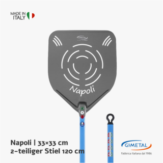 Gi.Metal Napoli Pizzaschaufel perforiert 33×33 cm - 2-teiliger Stiel 120 cm | ANE-32RFX/120